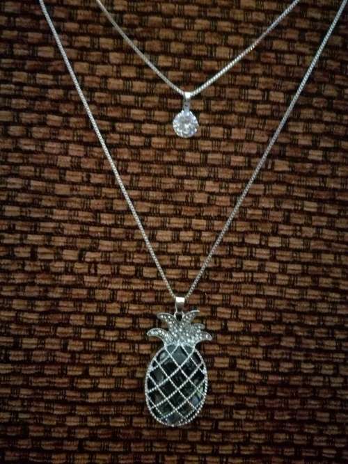 Long Sweater Chain Silver Colored Crystal Pineapple cute Fashion Necklace