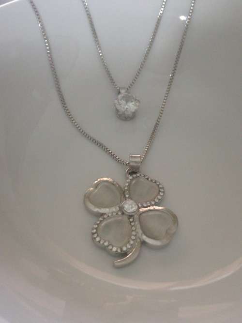 Long Sweater Chain Silver Colored Crystal Flower Fashion Necklace