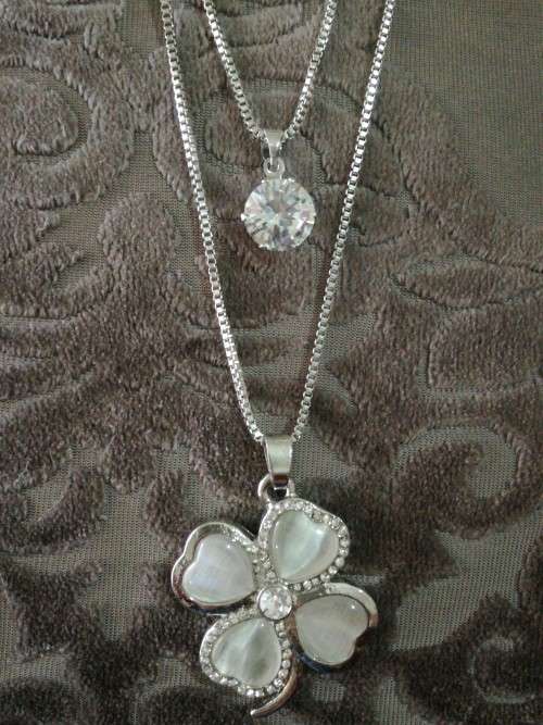 Long Sweater Chain Silver Colored Crystal Flower Fashion Necklace