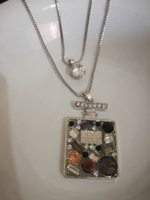 Long Sweater Double Chain PERFUME Bottle Necklace