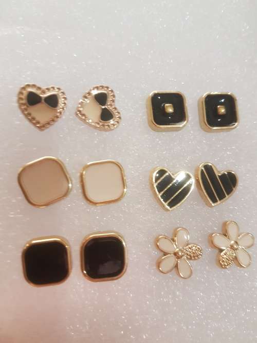 6 Pairs/set Vintage Gold Big Round Circle Hoop Dangle Earrings