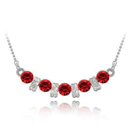 Multicolor Crystal Rhinestone Gold Chain Pendant Necklace