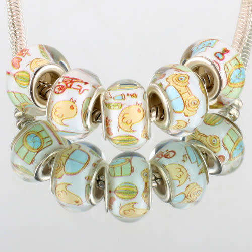 Purple 5pcs MURANO glass bead LAMPWORK suit European Charm