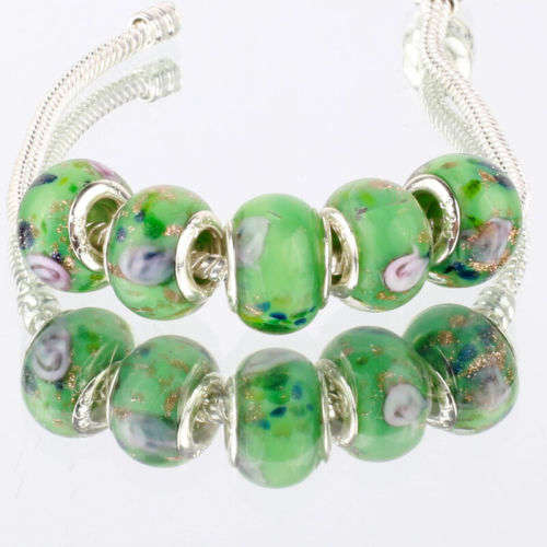 Purple 5pcs MURANO glass bead LAMPWORK suit European Charm