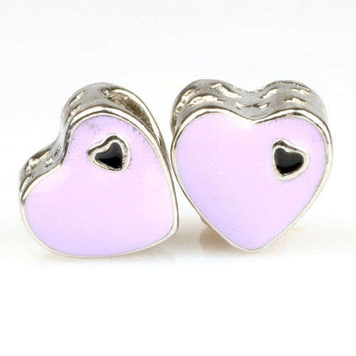 2pcs Silver European Charm Beads Fit 925 Necklace Bracelet Pendant Chain