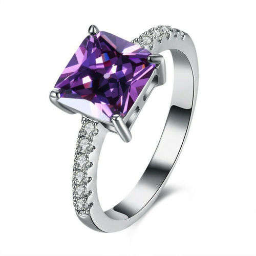 Silver Square Cut Cubic Zirconia  Ring Size 10