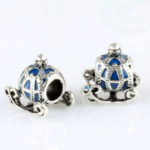 2pcs Silver European Charm Beads Fit 925 Necklace Bracelet Pendant Chain