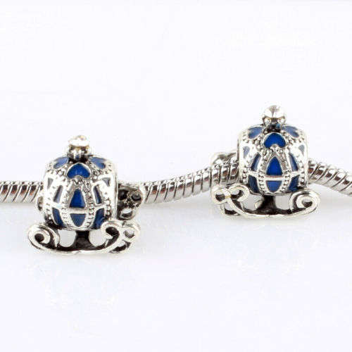 2pcs Silver European Charm Beads Fit 925 Necklace Bracelet Pendant Chain