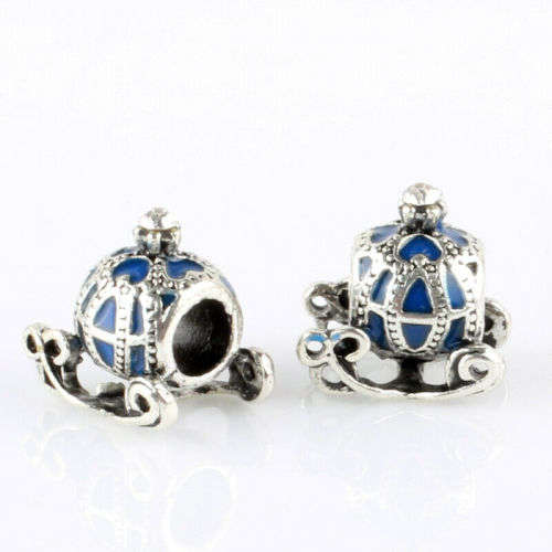 2pcs Silver European Charm Beads Fit 925 Necklace Bracelet Pendant Chain
