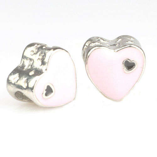 2pcs Silver European Charm Beads Fit 925 Necklace Bracelet Pendant Chain