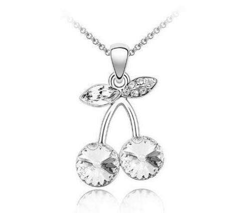 Cherry White Crystal Rhinestone Silver Chain
