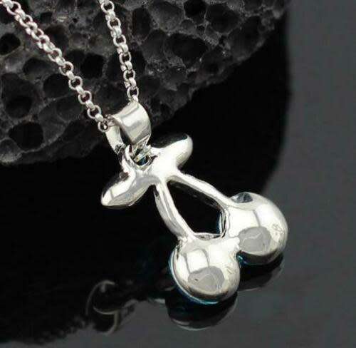 Cherry White Crystal Rhinestone Silver Chain