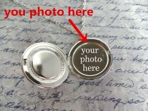 Hummingbird Photo Cabochon Glass Locket Necklace Glow in the dark