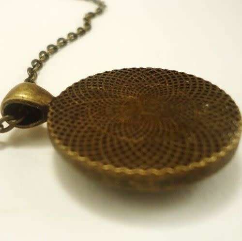 Peace Love Photo Tibet Silver Cabochon Glass Pendant Chain