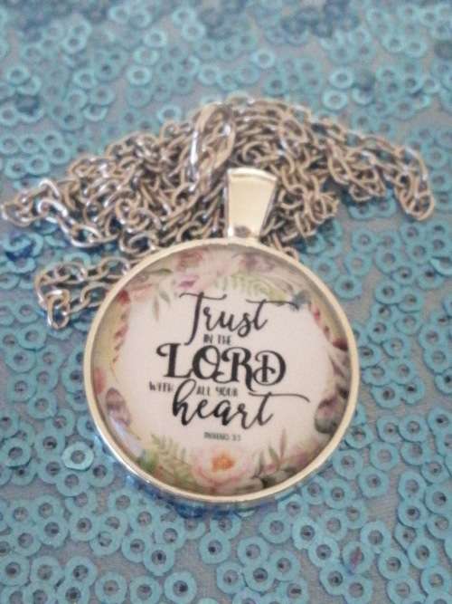 "Trust in the Lord with all your heart " Bible Verse Chain Necklace