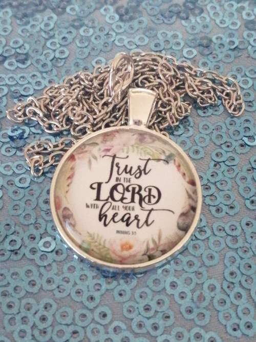 "Trust in the Lord with all your heart " Bible Verse Chain Necklace