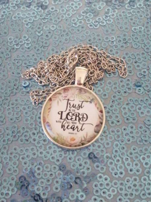 "Trust in the Lord with all your heart " Bible Verse Chain Necklace