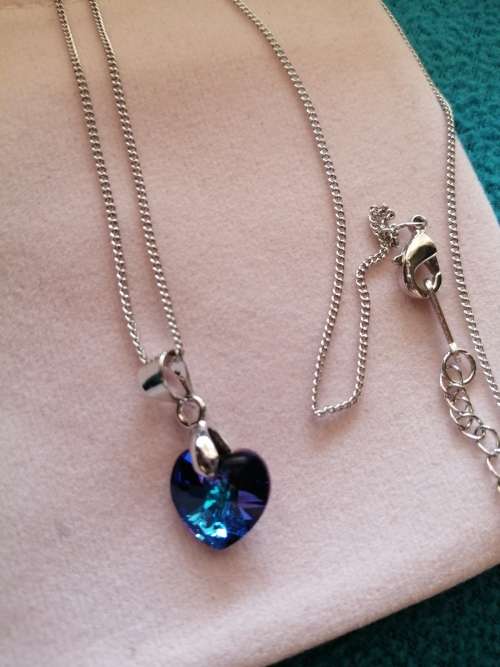 GENUINE Heart Necklaces Pendant Crystals From SWAROVSKI - Deep Crystal Blue