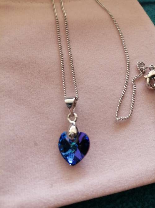 GENUINE Heart Necklaces Pendant Crystals From SWAROVSKI - Deep Crystal Blue