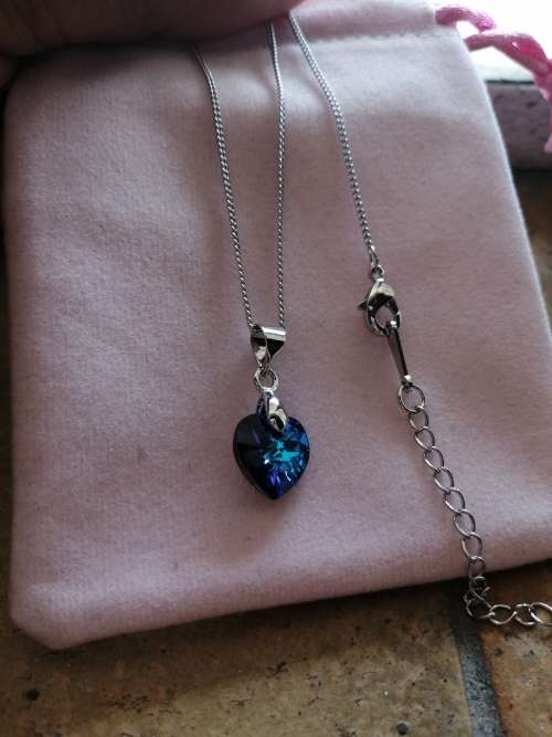 GENUINE Heart Necklaces Pendant Crystals From SWAROVSKI - Deep Crystal Blue
