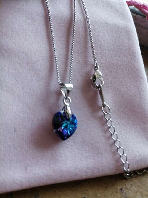 GENUINE Heart Necklaces Pendant Crystals From SWAROVSKI - Deep Crystal Blue