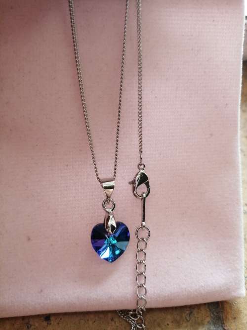 GENUINE Heart Necklaces Pendant Crystals From SWAROVSKI - Deep Crystal Blue
