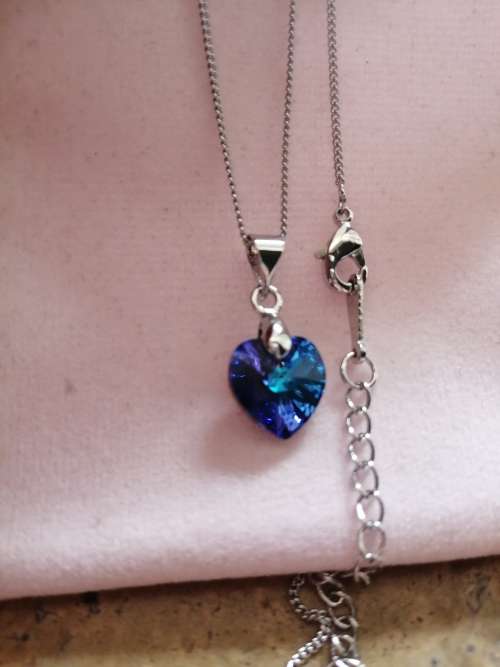 GENUINE Heart Necklaces Pendant Crystals From SWAROVSKI - Deep Crystal Blue