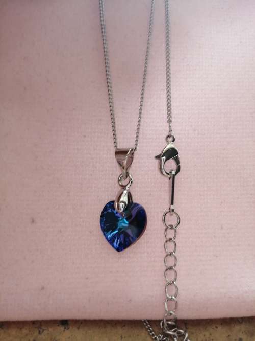 GENUINE Heart Necklaces Pendant Crystals From SWAROVSKI - Deep Crystal Blue