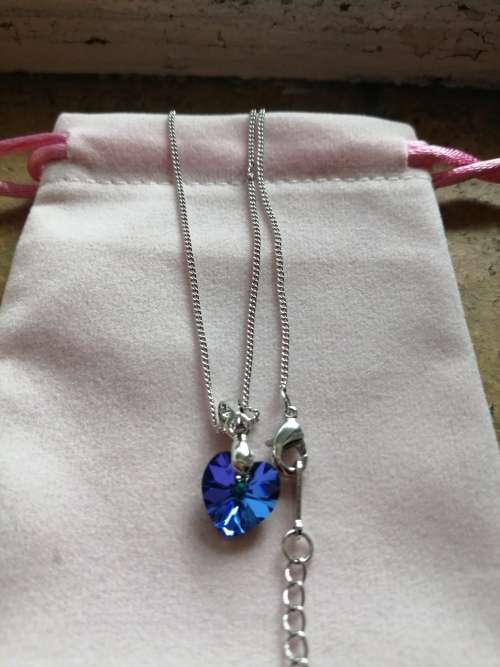 GENUINE Heart Necklaces Pendant Crystals From SWAROVSKI - Deep Crystal Blue