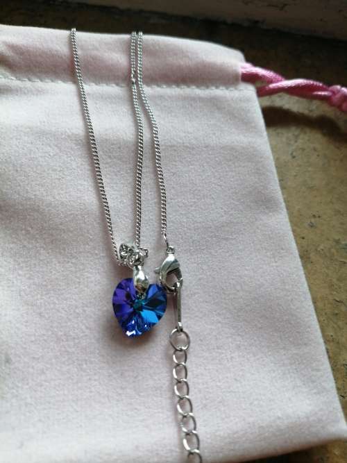 GENUINE Heart Necklaces Pendant Crystals From SWAROVSKI - Deep Crystal Blue