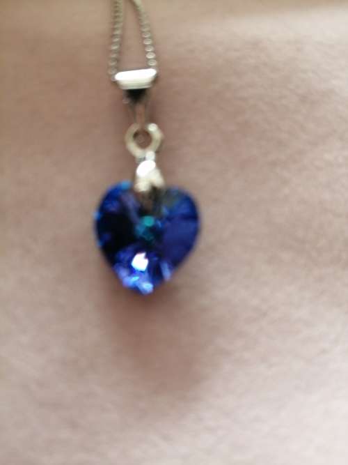 GENUINE Heart Necklaces Pendant Crystals From SWAROVSKI - Deep Crystal Blue