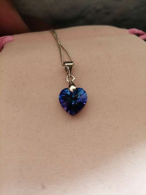 GENUINE Heart Necklaces Pendant Crystals From SWAROVSKI - Deep Crystal Blue