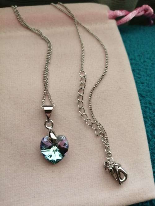 GENUINE Heart Necklaces Pendant Crystals From SWAROVSKI -  Crystal Blue