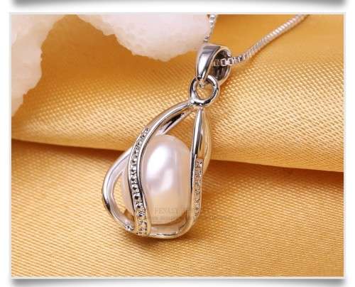 100% Natural Freshwater Pearl 925 Sterling Silver Necklace - White
