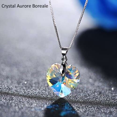 GENUINE Heart Necklaces Crystals From SWAROVSKI -  Crystal Aurore Boreale
