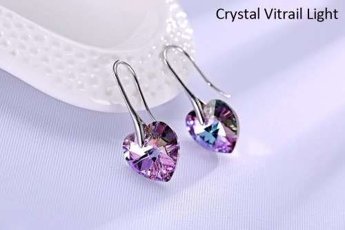 GENUINE Heart Crystals Earring From SWAROVSKI - Crystal Vitrail Light