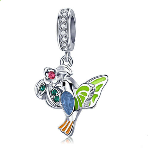 Love Bird Silver European Charm Beads Pendant Necklace