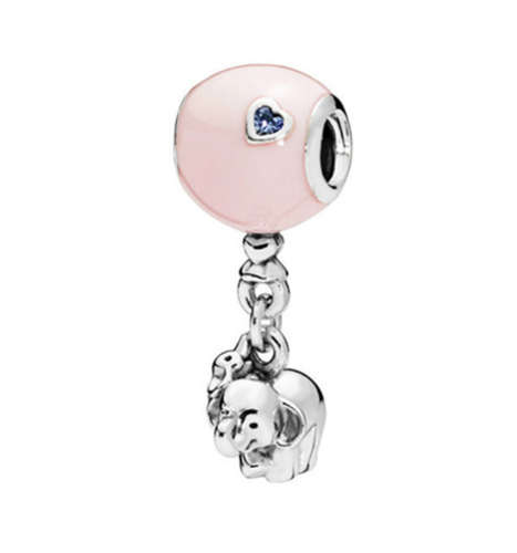 Silver Crystal Elephant Charm European Spacer Beads Fit Necklace Bracelet