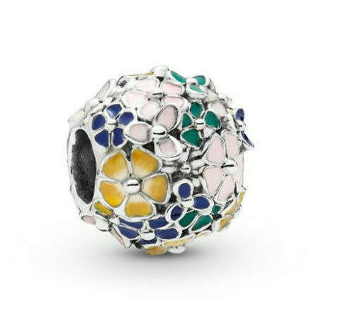 Silver Crystal Flower Ball Charm European Spacer Beads Fit Necklace Bracelet