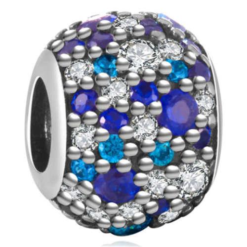 Blue Snow Ball European Charm Beads Necklace