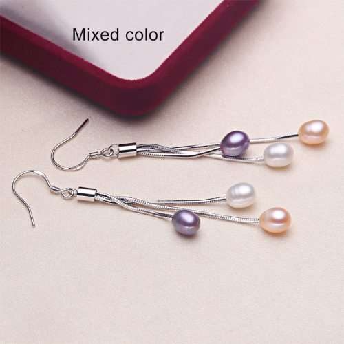 100% Natural Freshwater Pearl - Tassels Drop Earrings 925 Sterling Silver