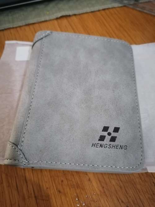 Vintage Designer Matte Leather Trifold Purse Card Holder - Gray