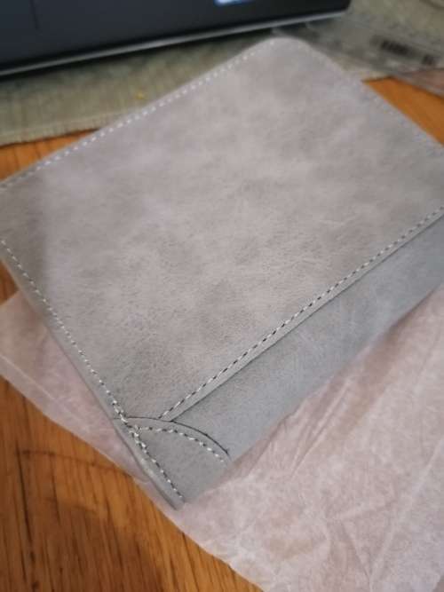 Vintage Designer Matte Leather Trifold Purse Card Holder - Gray