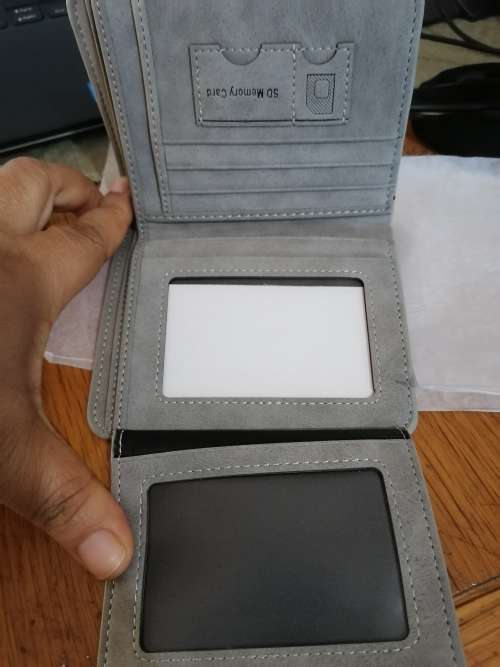 Vintage Designer Matte Leather Trifold Purse Card Holder - Gray