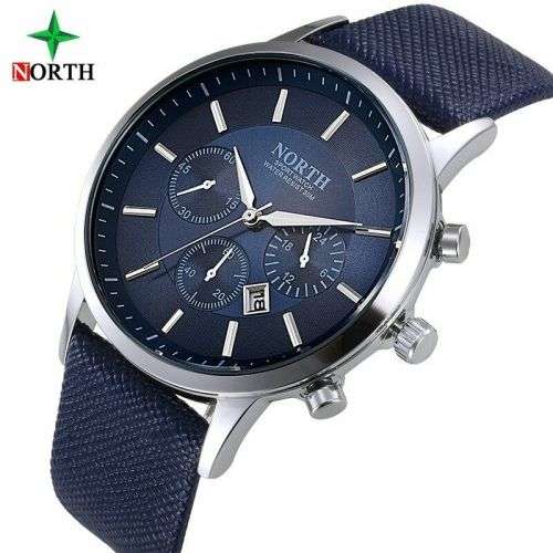 North Luxury Men Watches Waterproof Genuine Leather Fashion Casual Wristwatch