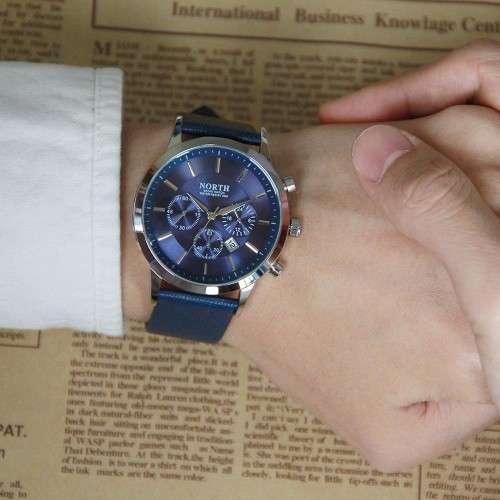 North Luxury Men Watches Waterproof Genuine Leather Fashion Casual Wristwatch