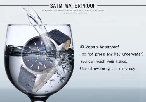 North Luxury Men Watches Waterproof Genuine Leather Fashion Casual Wristwatch