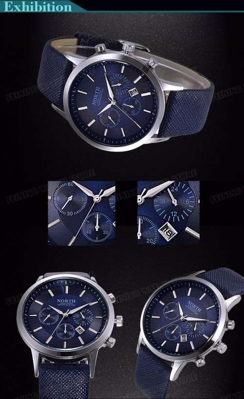 North Luxury Men Watches Waterproof Genuine Leather Fashion Casual Wristwatch