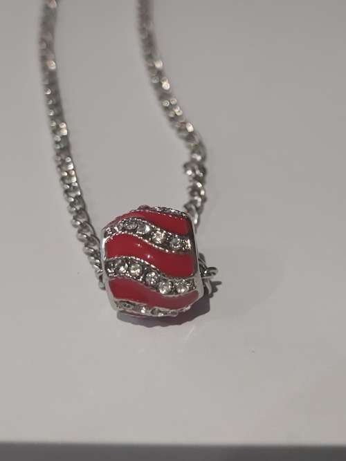 Pink Snow Ball European Charm Beads Necklace - Ref3