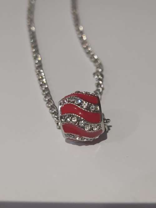 Pink Snow Ball European Charm Beads Necklace - Ref3